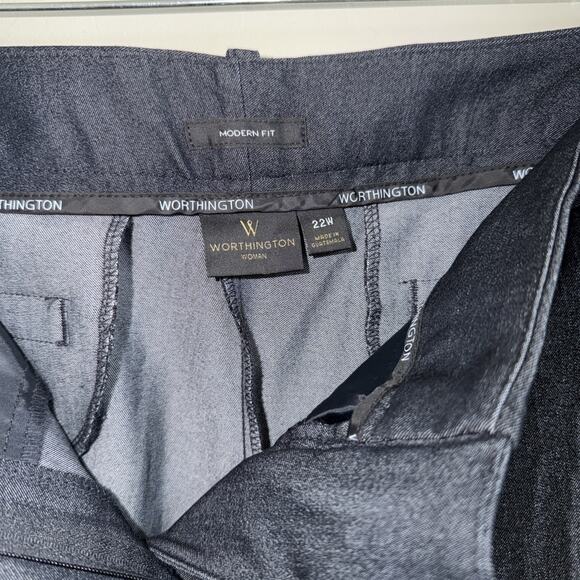 NWT Worthington Women’s Modern Fit Trouser Leg Pants 22W Plus Size Dark Denim - Picture 2 of 6